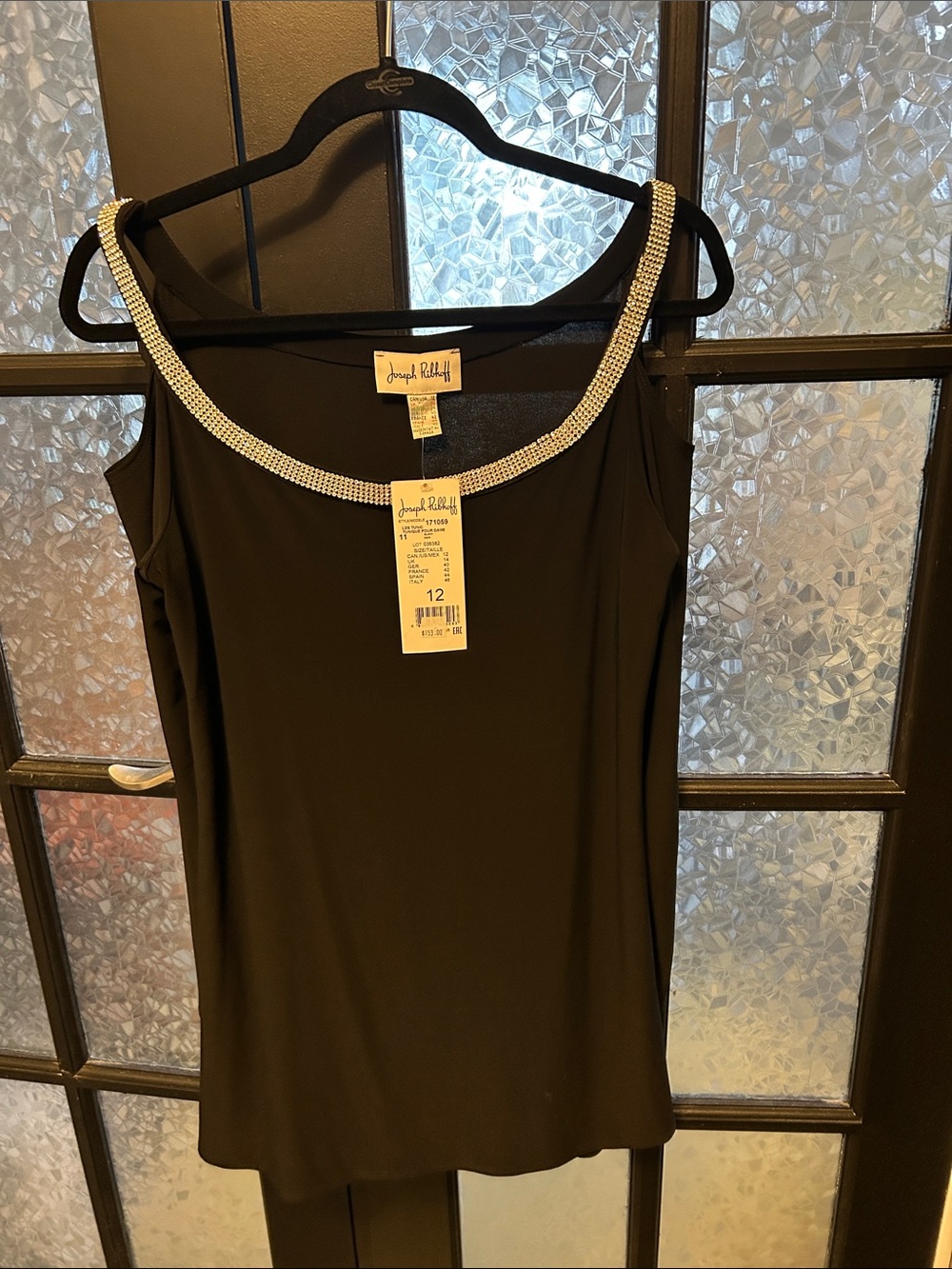 Joseph Ribkoff Black Tunic with Rhinestone Trim
